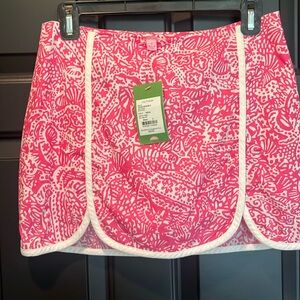NWT Lilly Pulitzer Pink and White Cala Skort Hotty Get Crackin - Size 0